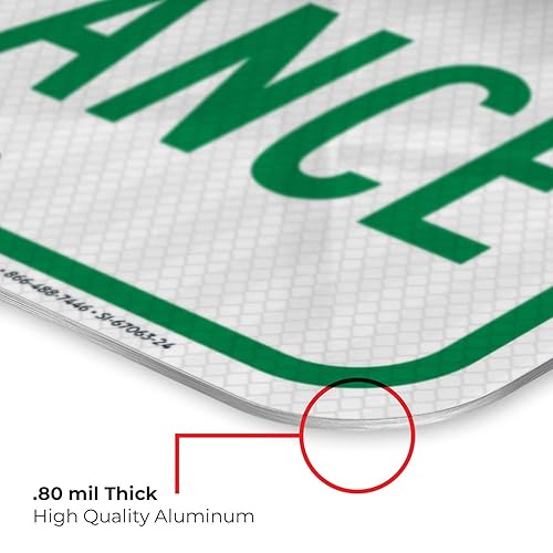Vista 30 de Señal de ambulancia con reserva de estacionamiento, 10 x 14 pulgadas, libre de óxido, aluminio 040, resistente a la decoloración, fabricado