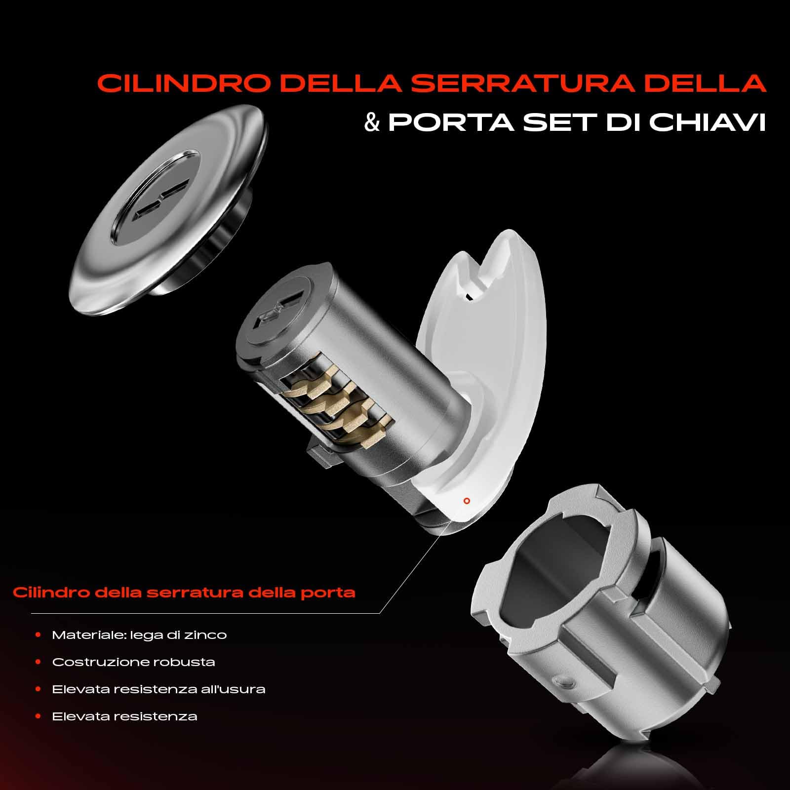 Frankberg Cilindro di chiusura Blocco porta Anteriore sinistro Compatibile con Golf VI 5K1 Golf VI Cabriolet 517 Golf VI Van 5K1 Replace# 5K0837167
