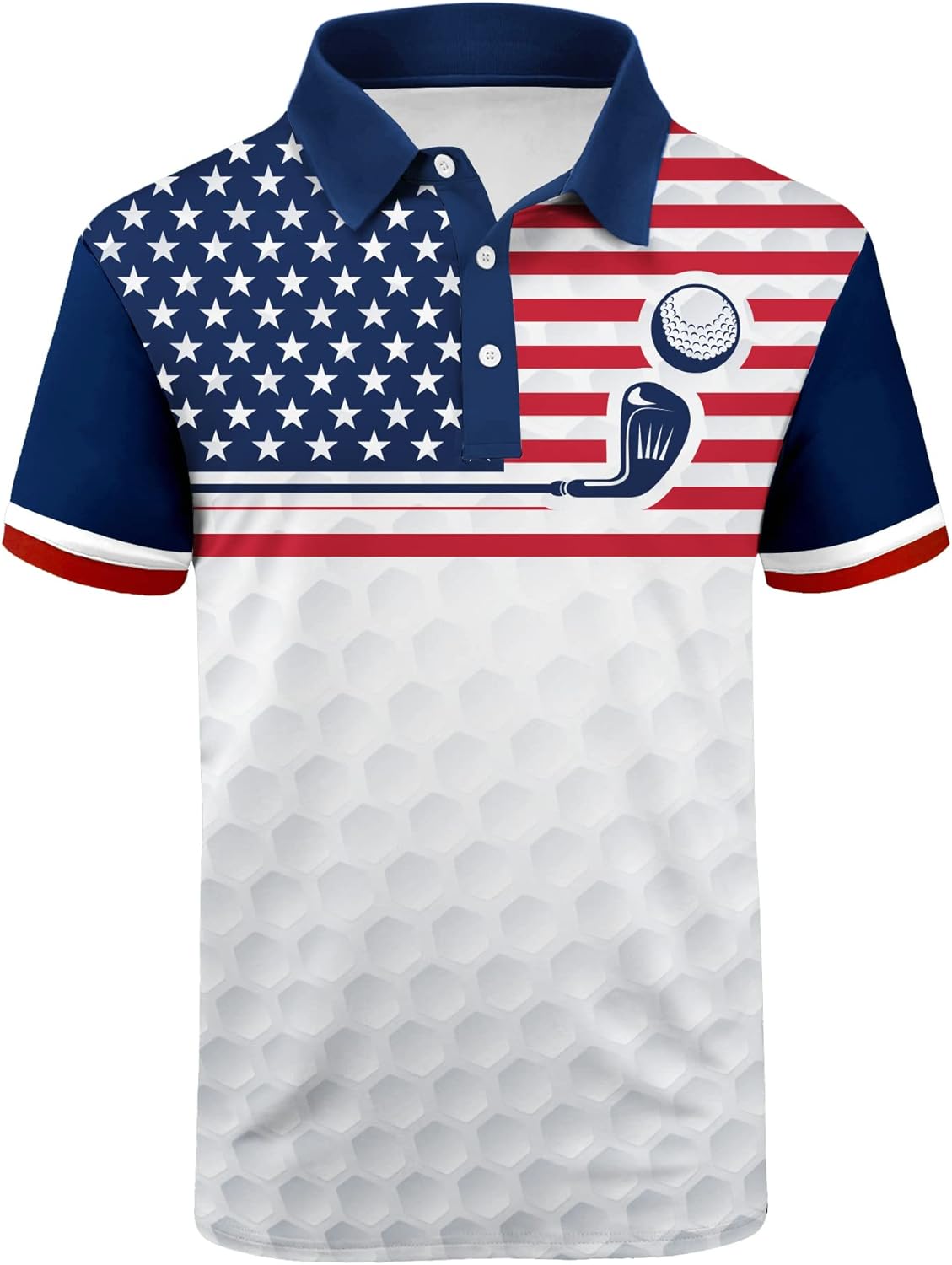 V VALANCH Mens American Falg Polo Shirts Short Sleeve Performance Patriotic Shirt Funny Golf Shirt