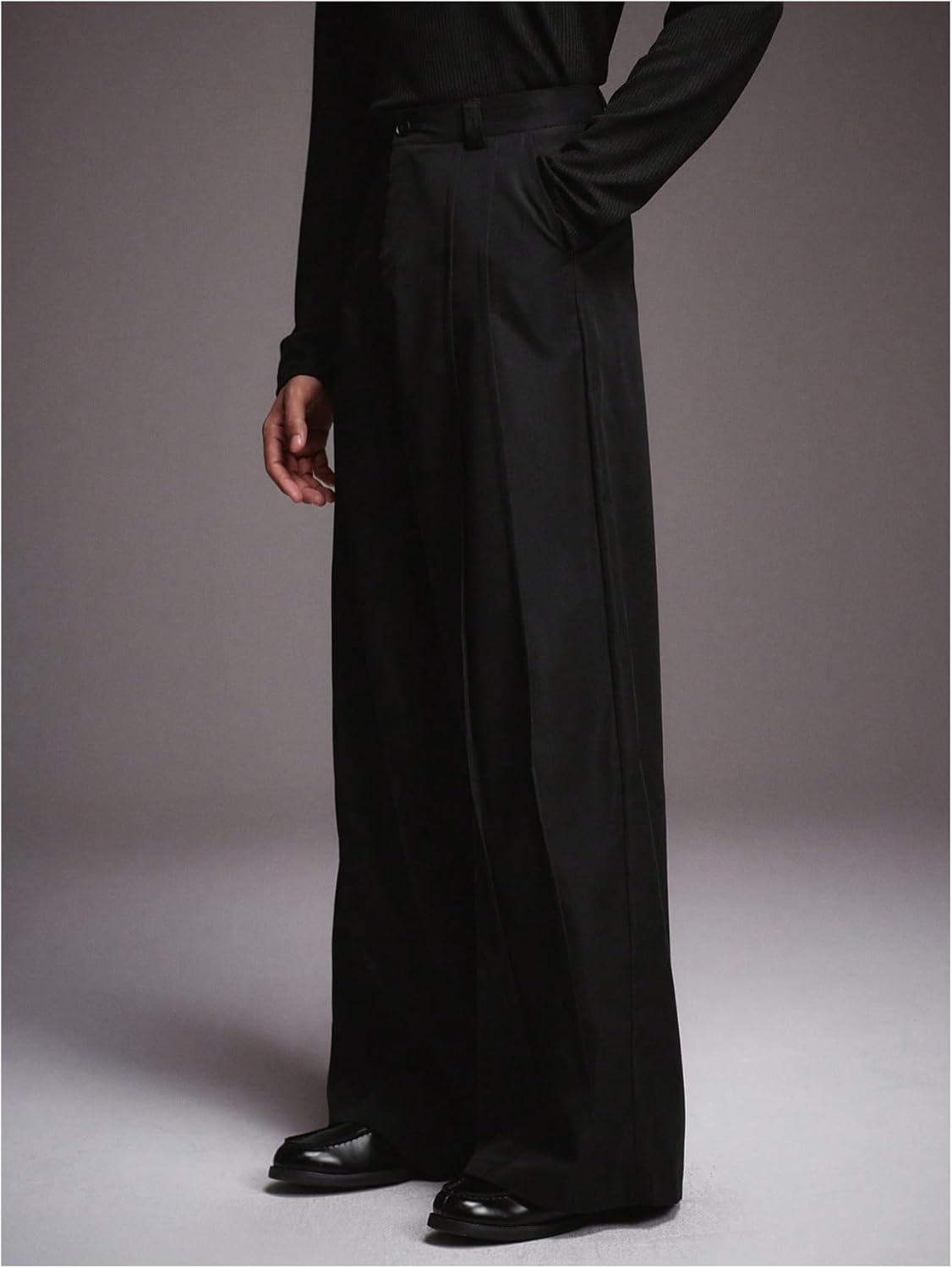GORGLITTER Men's Baggy Wide Leg Dress Pants Pleated Work Suit Pants High Waisted Slacks Business Casual Trousers