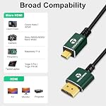 Thsucords Micro HDMI to HDMI Cable 10FT(3M), Ultra Slim & Flexible HDMI Micro Cable Supports 3D/4K@60Hz/18gbps/2160P/1080P