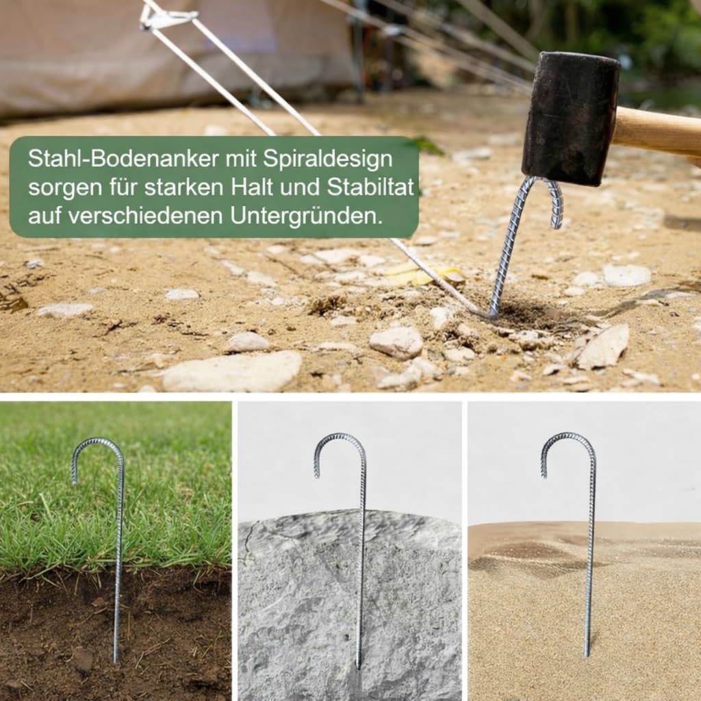 Sturm Lot de 24 piquets de tente 30 cm en acier pour tente, pavillon, trampoline | Maintien sûr même en cas de vent et sur sol solide
