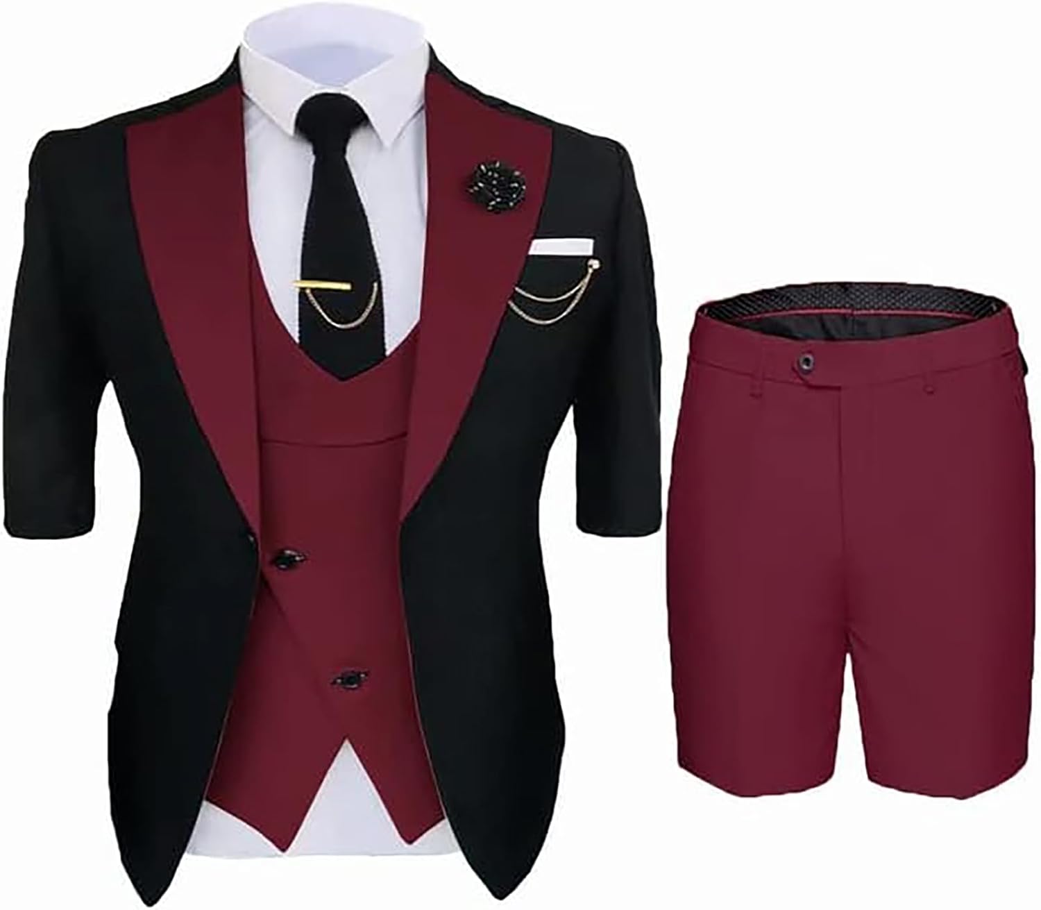 Mi Bo Tong Boy's Formal Suit 3 PC One Button Boy Suit for Wedding Blazer Short Pants Set Tuxedos for Summer