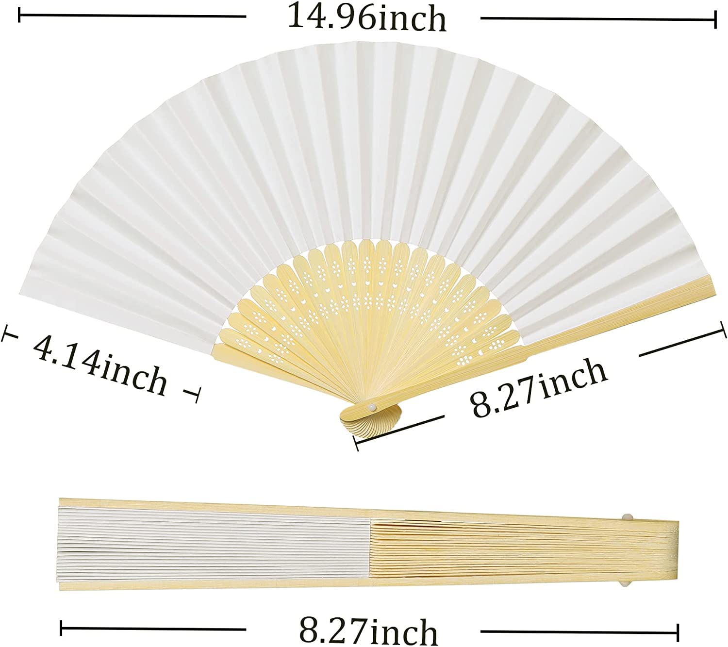 60 unidades Abanicos de papel blanco,Abanicos Plegables de Mano Abanicos de Papel y Bambú Paper Fan Color Blanco para Decoración Fiesta Baile Boda Casa Oficina DIY Regalo