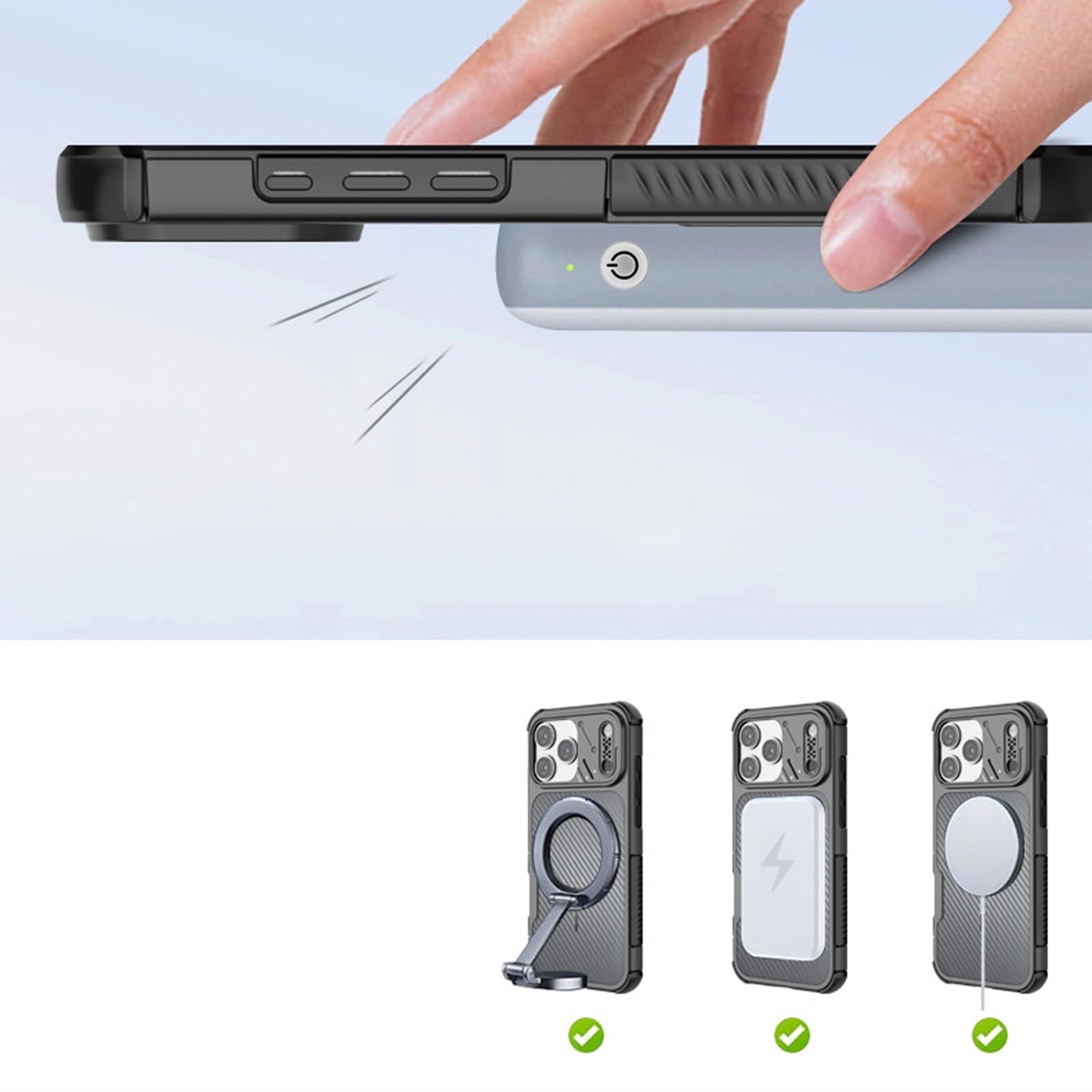 Sottile Custodia per iPhone 17 Pro Max/17 Pro/17, Fibra di Carbonio Modello | Magnetica Glassata Antiscivolo Fotocamera Protezione Cover Supporta Ricarica Wireless Telefono Caso