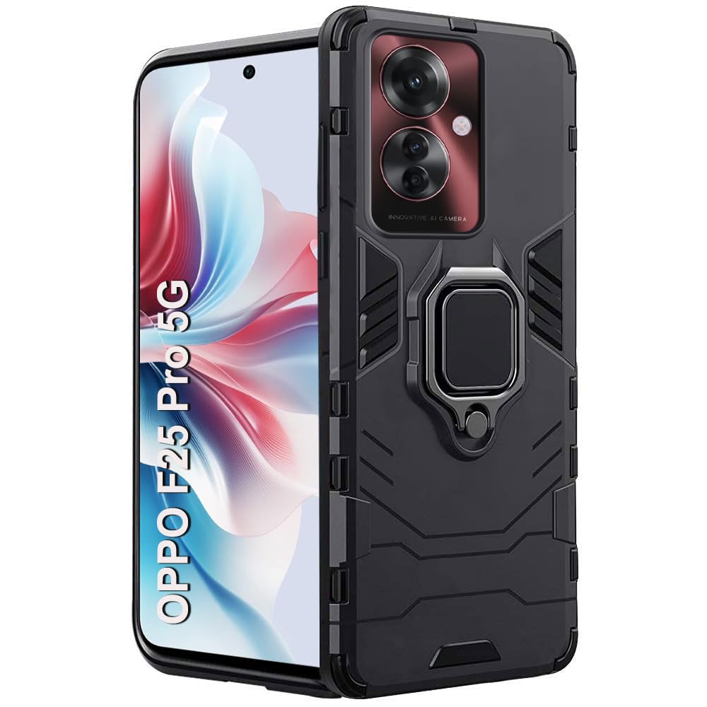 TheGiftKart Tough Armor Bumper Back Case Cover for Oppo F25 Pro 5G | Ring Holder & Kickstand in-Built | 360 Degree Protection Back Case Cover for Oppo F25 Pro 5G (PC & TPU, Black) (B0CWPJTG62) Amazon Price History, Amazon Price Tracker