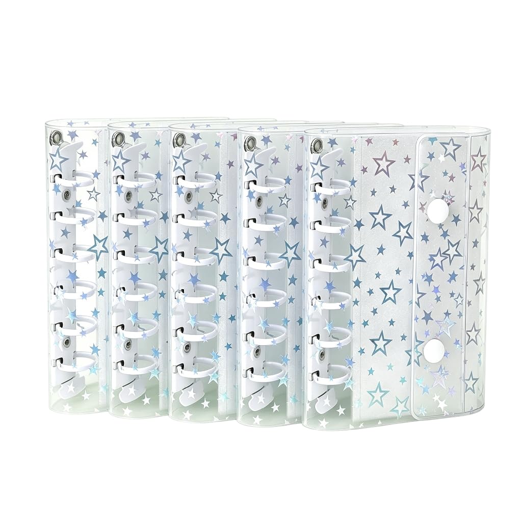 Raccoglitore ad anelli, formato A7, in plastica PVC, impermeabile, per scuola e ufficio (bianco-5)
