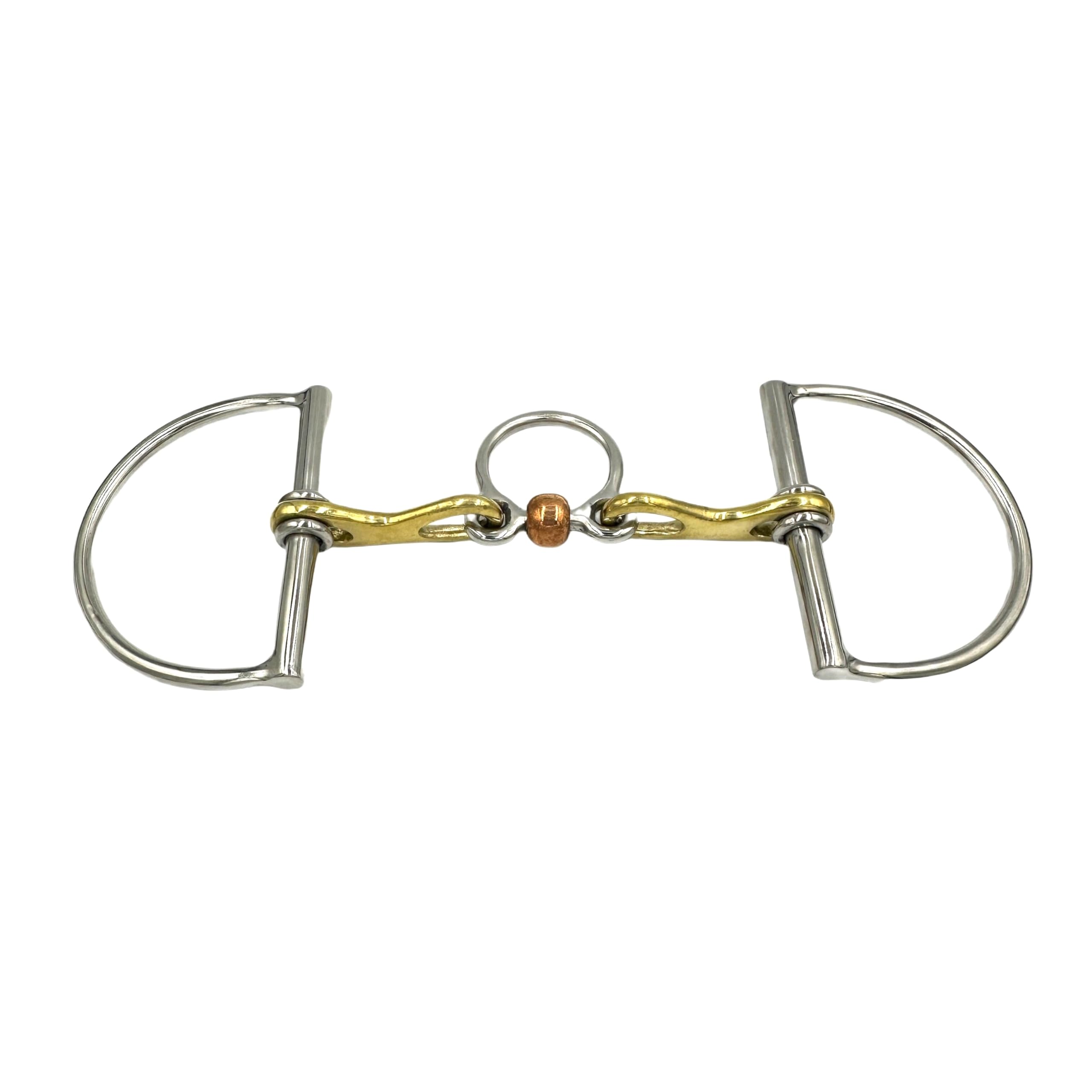 ES0169 JW Gebiss D-Ring D-Trense spezielles Port Trainer Bit mit Kupferrolle aus Edelstahl Gebissstärke 14 mm (13.5 cm)