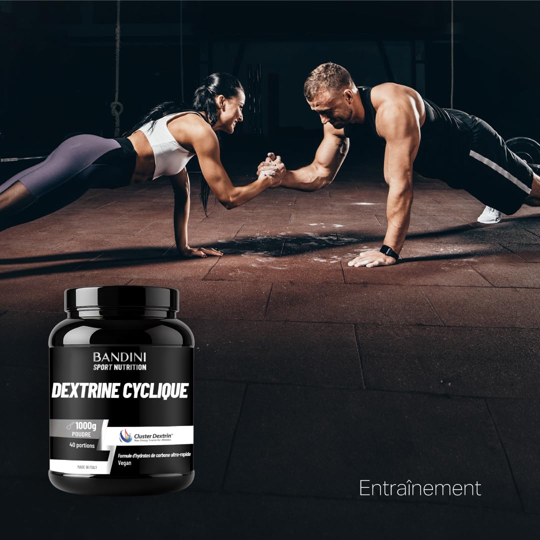 Bandini® Cyclic Dextrin Powder (Dextrin® Cluster) 1000g - Dextrine Cyclique | Hydrates de carbone de première qualité à forte ramification - Energie accrue grâce à une formule brevetée - Végétalien