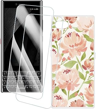 2 Pack Screen Protector + Case Compatible with Unihertz Titan Slim 4.2 inch Artistic Custom Printed Cover and Tempered Glass Film Scratch Resistant Flower | 4.2"  2  9H