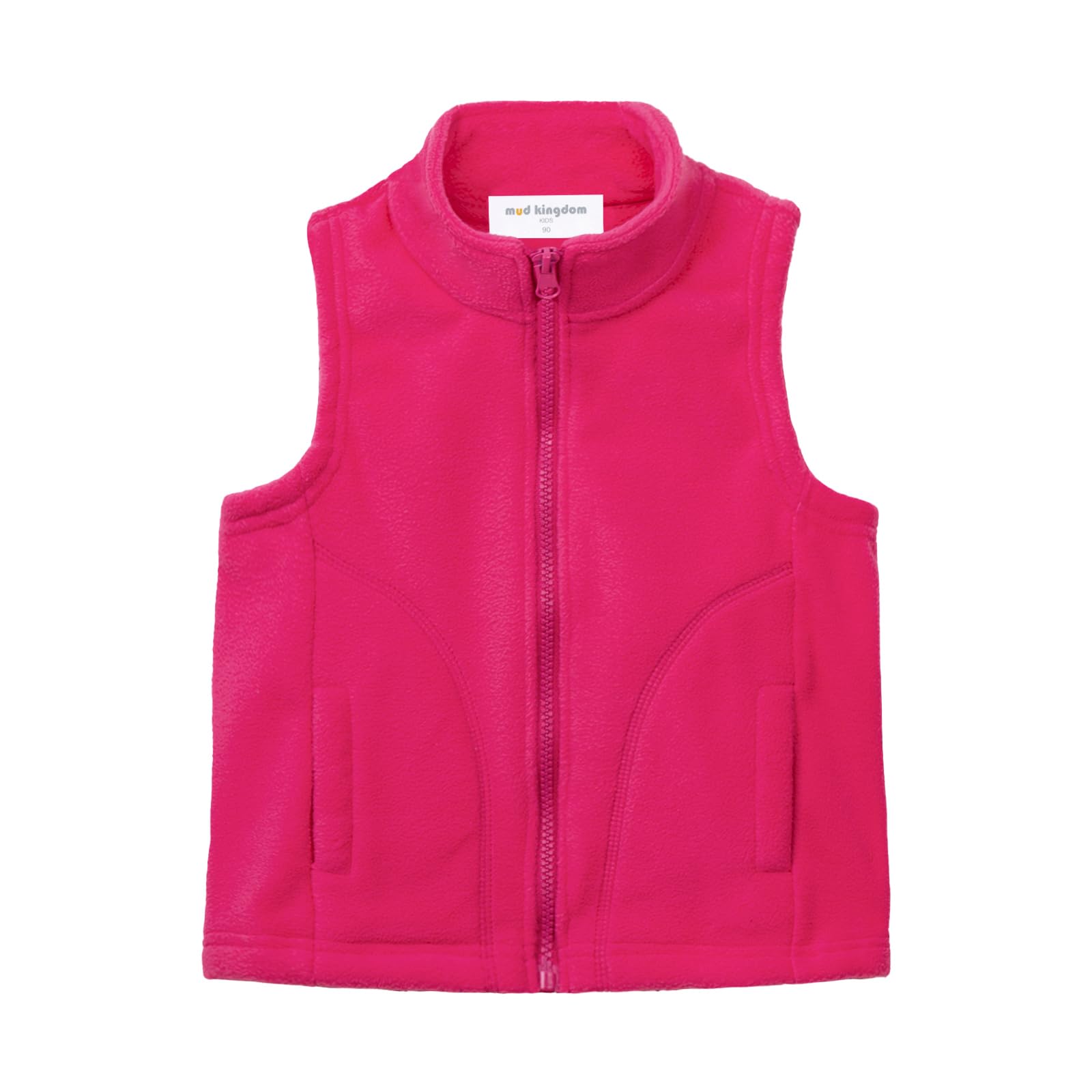 Mud Kingdom Little Girl Body Warmers Stand-Up Collar Polar Fleece Gilet for Girls Sleeveless Zip Up Outerwear Rose Red 6 Years
