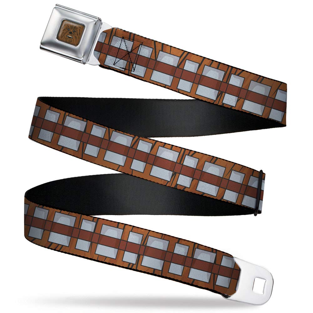 Buckle-Down Unisex Star Wars Chewbacca Seatbelt Buckle Bandolier Bounding Browns Gray 32 To 52 Inches Belt, 1.5 Wide - Fits Pant Size 32-52 Uk