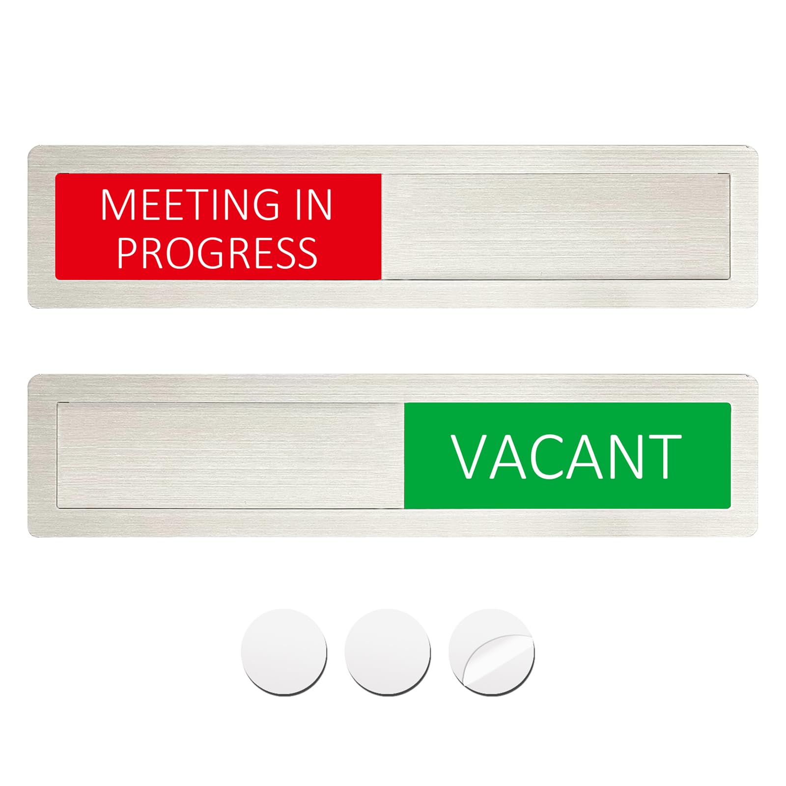 Vacant Meeting in Progress Privacy Sign,Vacant Occupied Sign for Home Office Hotles Hospital Conference Room,Slider Door sign Tells Whether Room Vacant or Occupied,7'' x 1.5'' - Stainless Steel,Silver