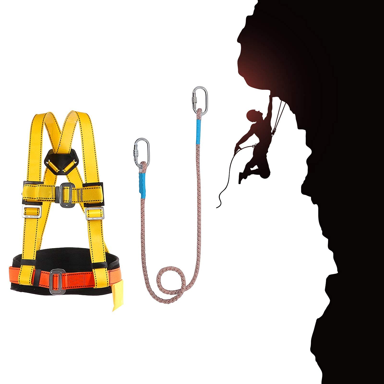 SwaYve Arnés de Seguridad para Detención de Caídas, Kit de Arnés de Seguridad para Protección Contra Caídas de Escalada a la Altura de la Mitad Del Cuerpo Cinturón de Seguridad para Trabajos Aéreos Ar