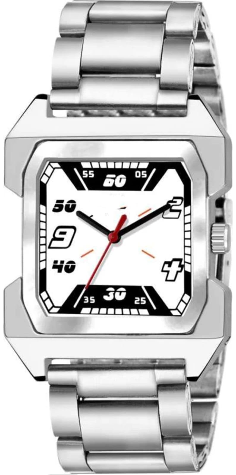 SAMMUS ECOM HUB Straight Lines Analog Black Dial Mens Watch, Stainless Steel Chain Watch for Men (Silver) (B0CDQ3RKF5) Amazon Price History, Amazon Price Tracker