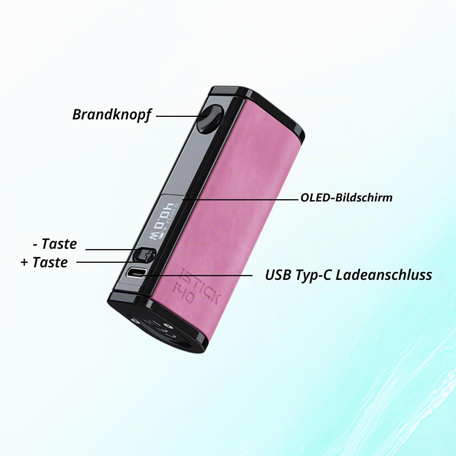 Eleaf iStick i40 Vape Without Nicotine Kit Electronic Cigarette Box Mod 40W 2600 mah leather vape (Schwarz)