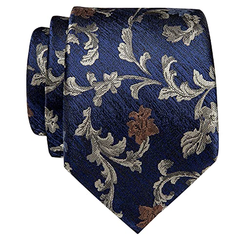 Image of YourTies Blue Ties for Men Silk Floral Men's Necktie Woven Jacquard Formal Business Party Wedding Designer