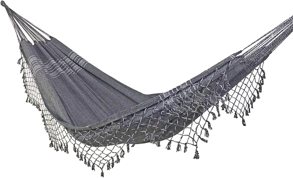 Rede de Dormir e Descanso Jeans Casal 100% Algodão Jaguaruana. (Cinza)