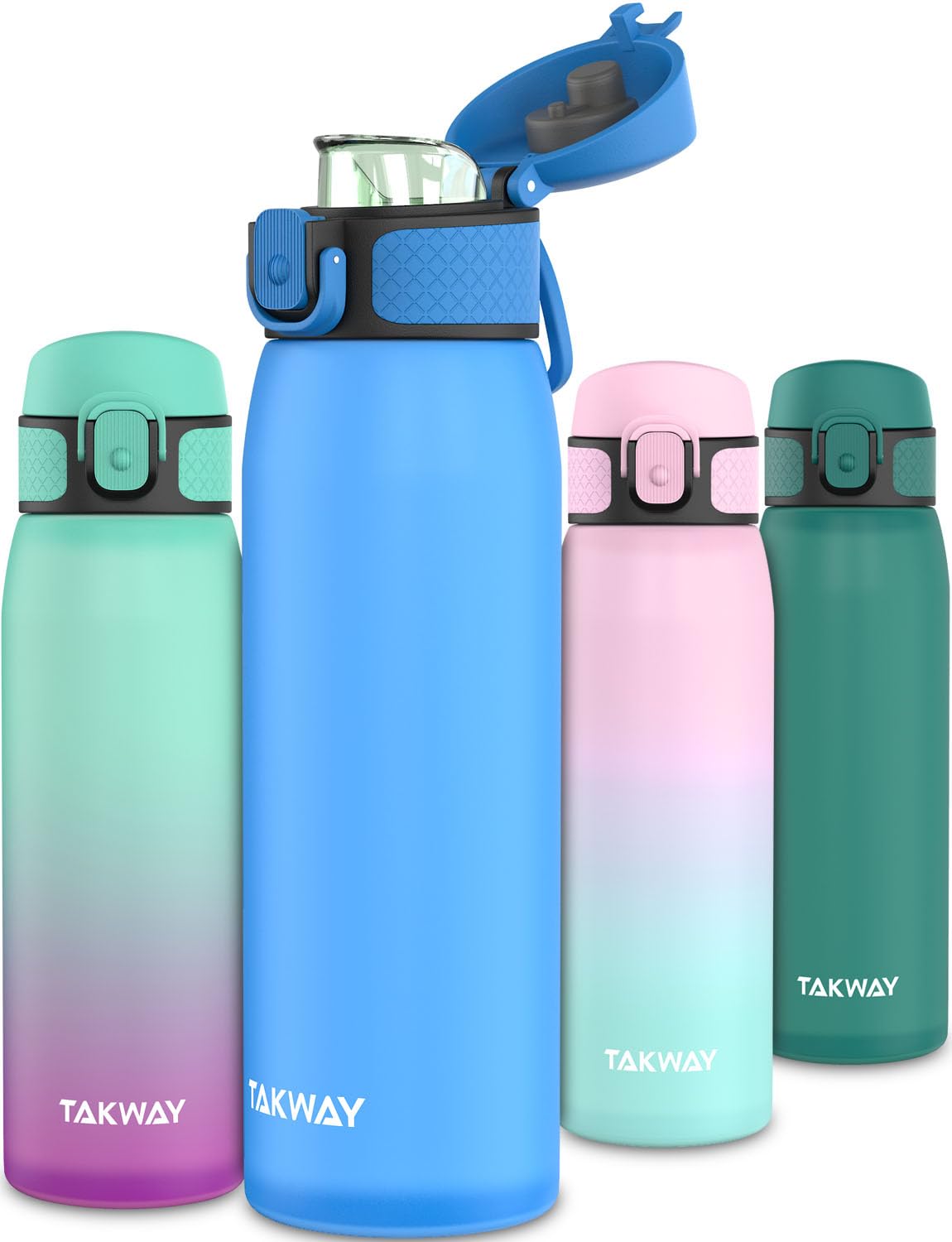 TAKWAY Kinder Trinkflasche auslaufsicher mit Fruchtsieb 600 ml - Tritan, BPA frei - Kohlensäure geeignet - Flasche für Schule, Sport (Fußball, 600ml)