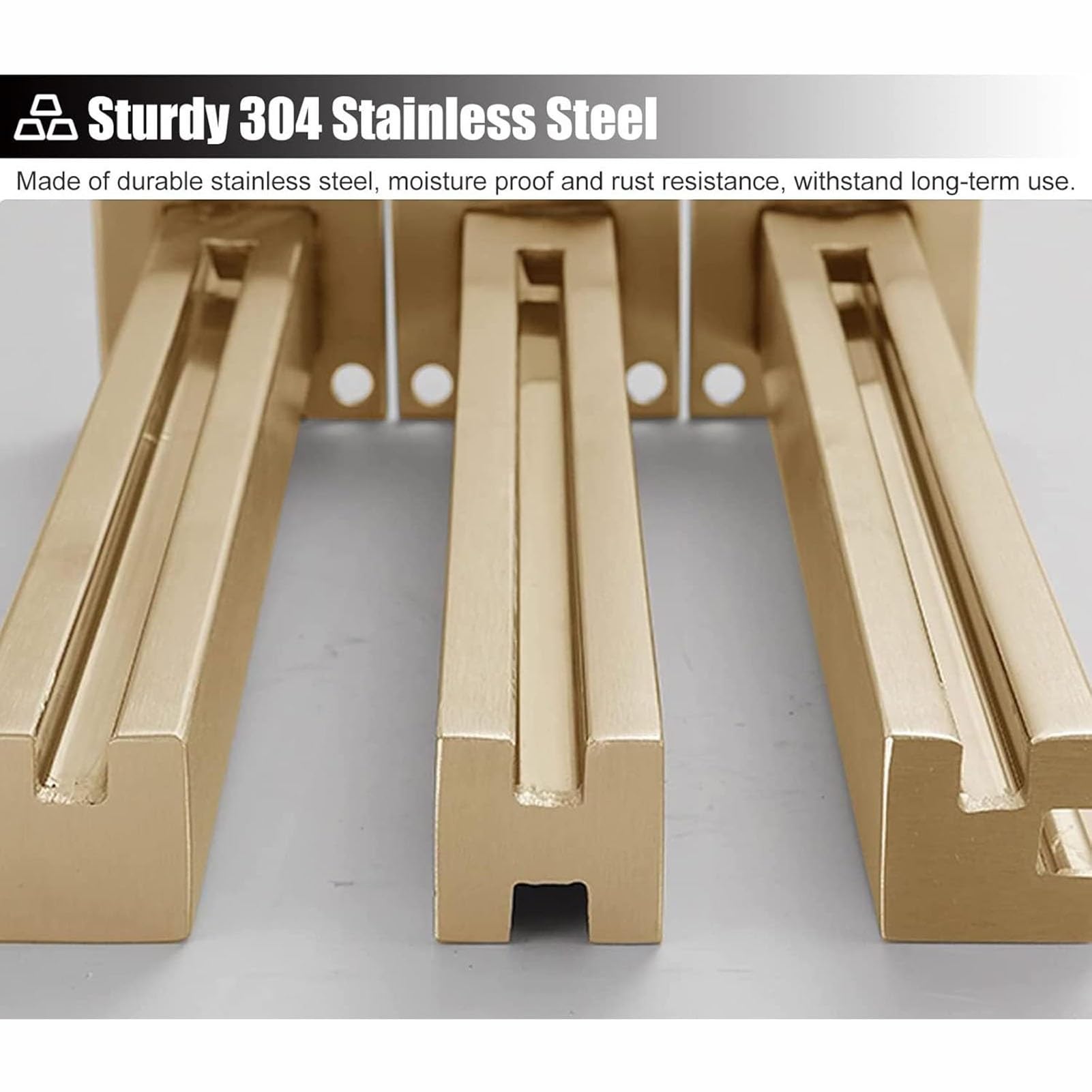 Genérico Sistema de barandilla de Vidrio Cuadrada Dorada, Postes de balaustrada duraderos para Balcones, terrazas, Patios y escaleras, Ranuras para canaletas de Vidrio para Exteriores de 65 cm de alt