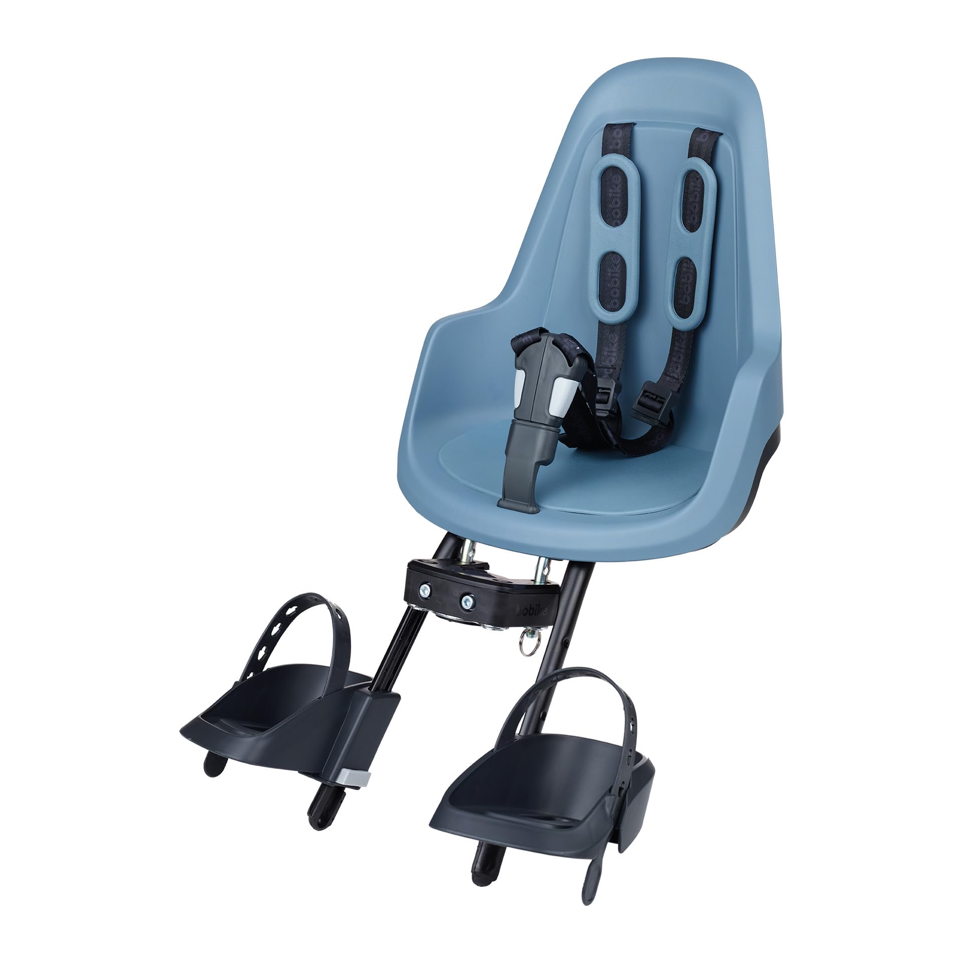 BOBIKE 8012000025 - Silla Portabebé Bicicleta Delantera One Mini Anclaje en Cuadro – Segura y Elegante para niños de 9 Meses a 3 años, hasta 15 kg, Azul Ciudadela