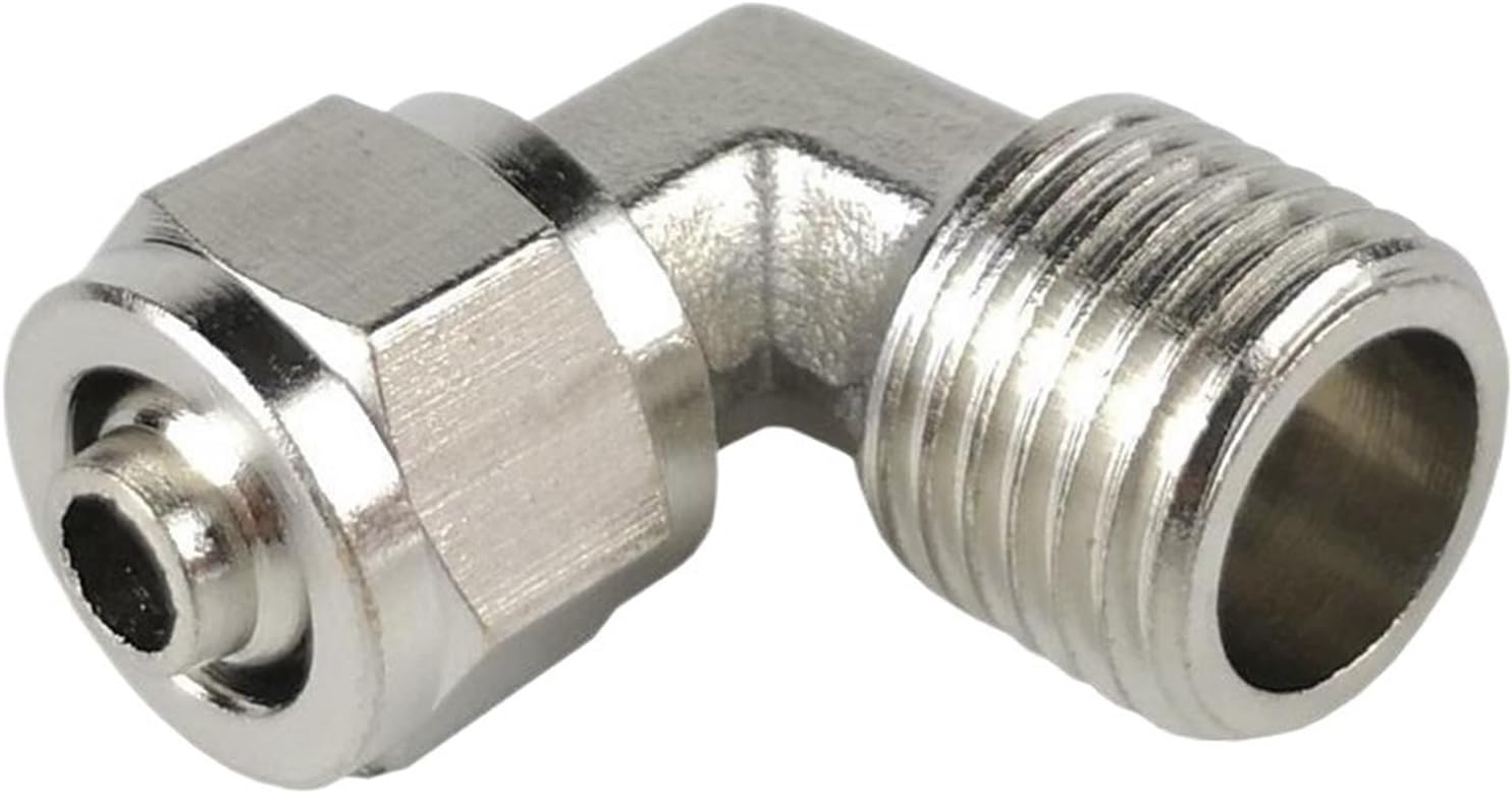 Air Pipe Quick Twist Joint Die Casting Elbow Right Angle PL8-02 Copper Pneumatic TF Lock Nut Connector 1/3/4 Points 6/10/12 1Pcs(Quickscrewdiecastingelbow8-02)