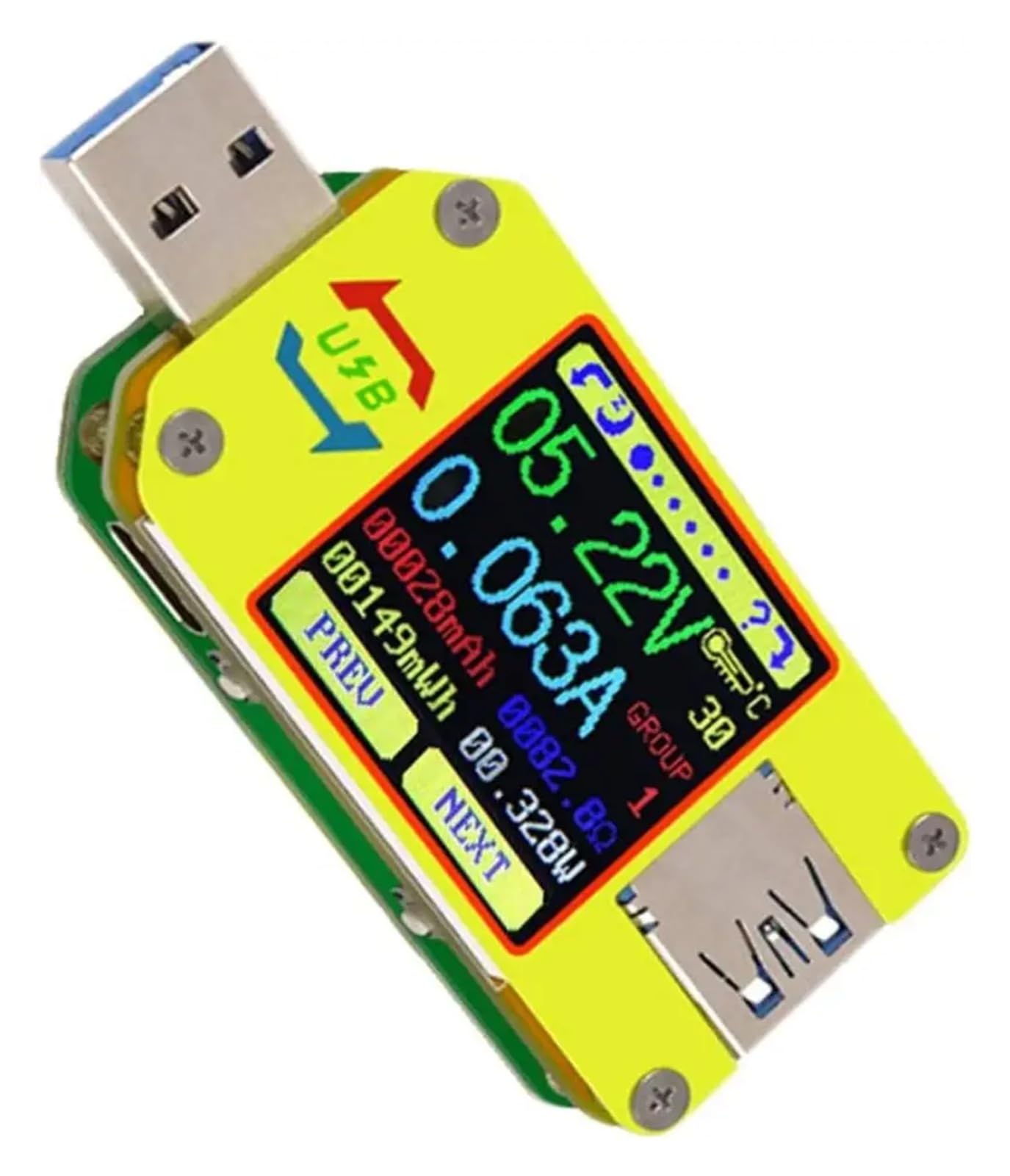 UM34/UM34C USB 4-24V DC Voltmeter Amperemeter mit Farbbildschirm, Typ-C multifunktionaler Spannungs- und Stromtester Für Ladetests(UM34C)