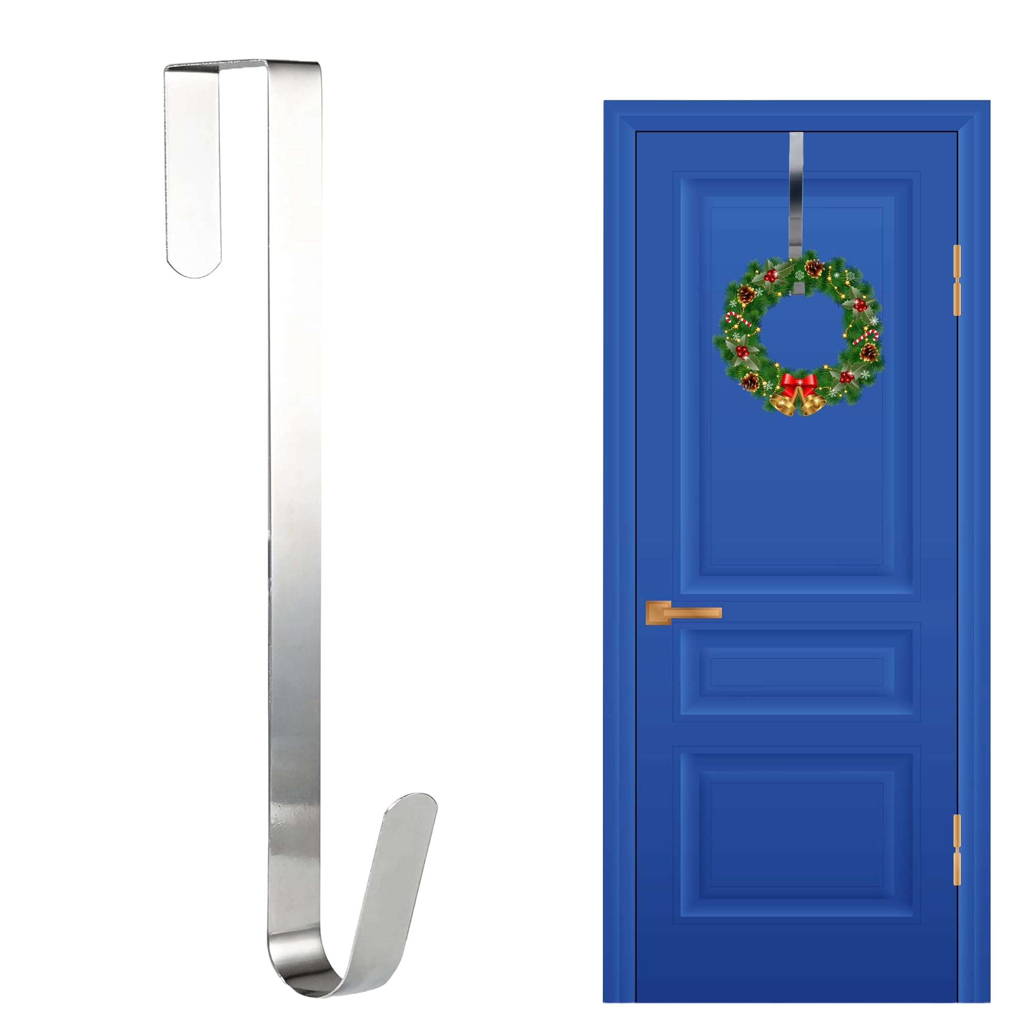 SHATCHI 1Pc Christmas Wreath Door Hanger – 30cm Metal Front Door Wreath Holder Over Door Hook for Christmas Home Office Wall Wedding Hanging Decorations Wreaths
