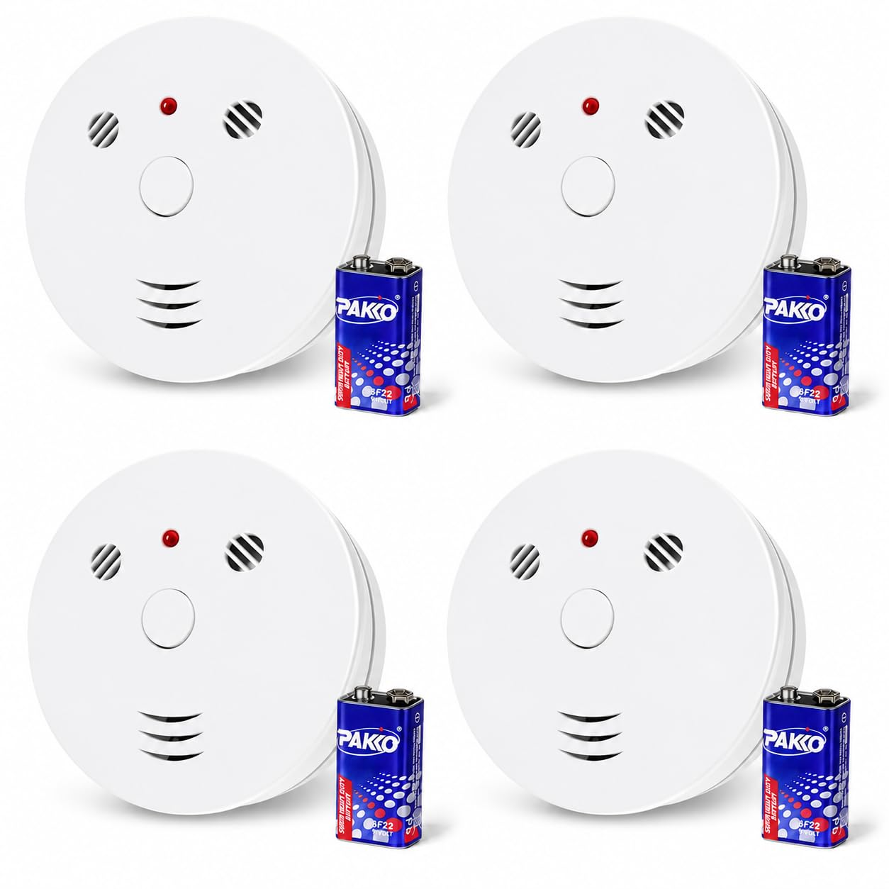 Smoke and Carbon Monoxide Alarms for Home, 4 - Pack Smoke Alarm and Carbon Monoxide Detector with 85dB Loud Siren, Replaceable Battery, Dual Sensor Fire CO Detector for Kitchen, Bedroom, Office