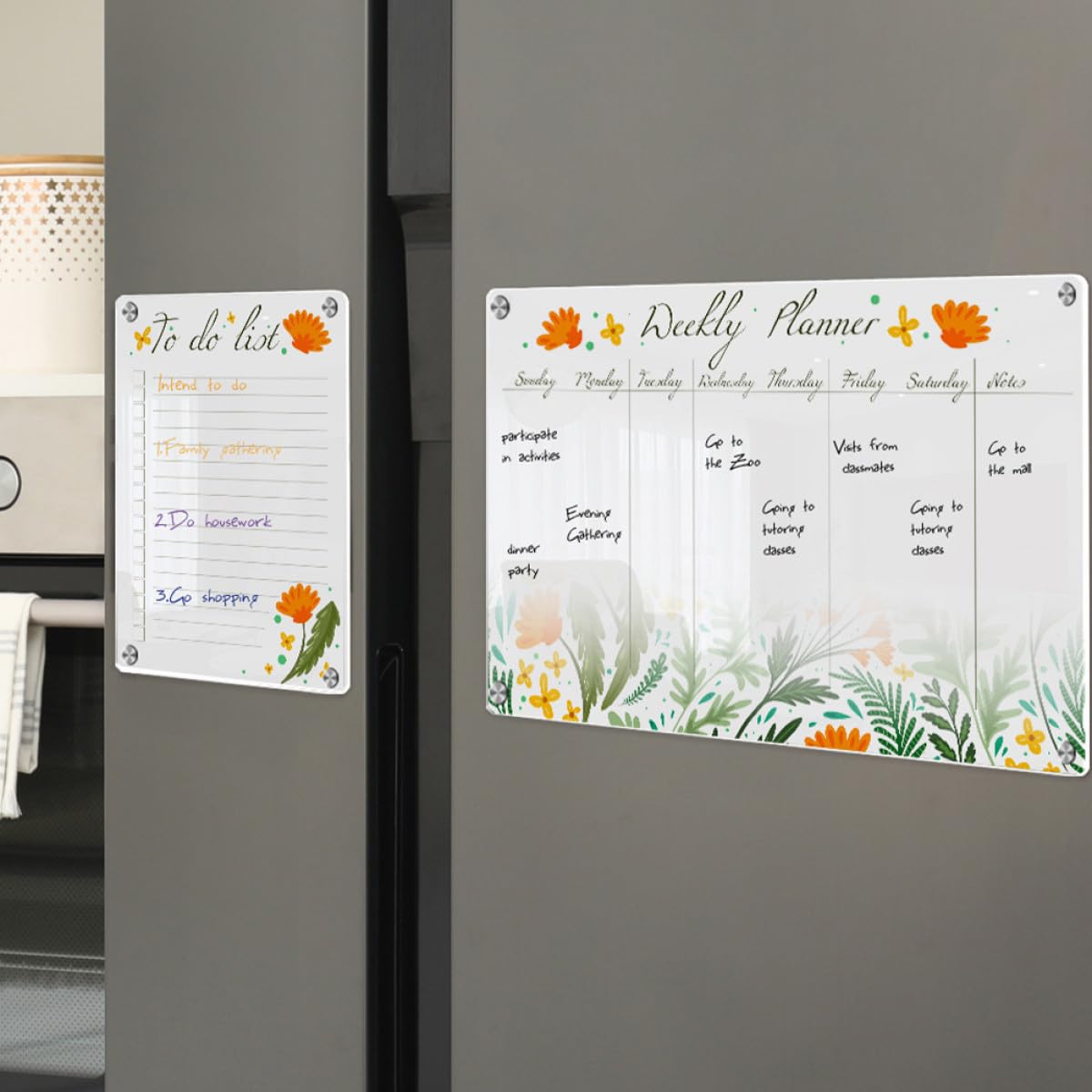 MAGICLULU Lavagna Acrilica Cancellabile a Secco Trasparente A3+a4 8 Pezzi Magneti, Calendario Magnetico per Frigorifero, Organizer per Pianificazione Mensile e Promemoria Riutilizzabile