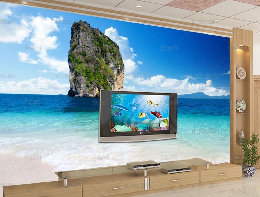 Papier peint intissé côte et île panoramique pour décoration murale chic