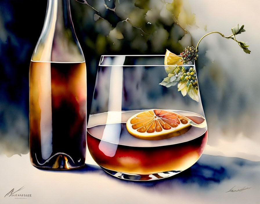 Art mural aquarelle thé au citron sur toile premium 58x90 cm sans cadre