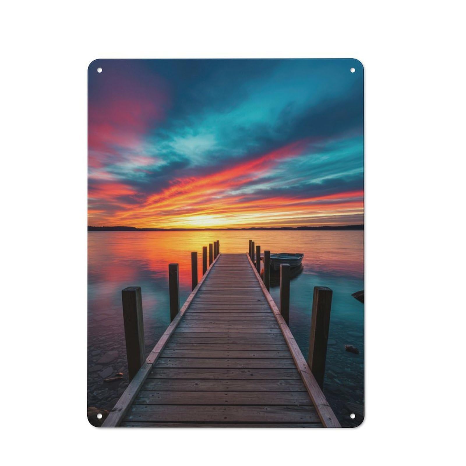 Dock at Sunset Retro Tin Sign 40x30cm for Workshop Wall, for Home Interiors And Metal Sign Collectors