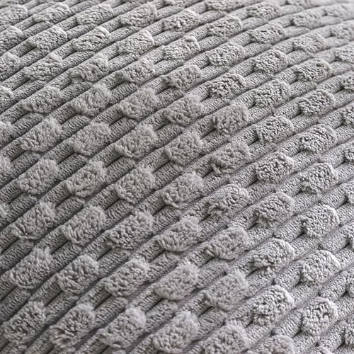 Set of 4 Grey Decorative Throw Pillow Covers 18x18 Inch Corduroy Pillow Covers for Bed Couch Sofa Living Room Soft Square Cushion Cases