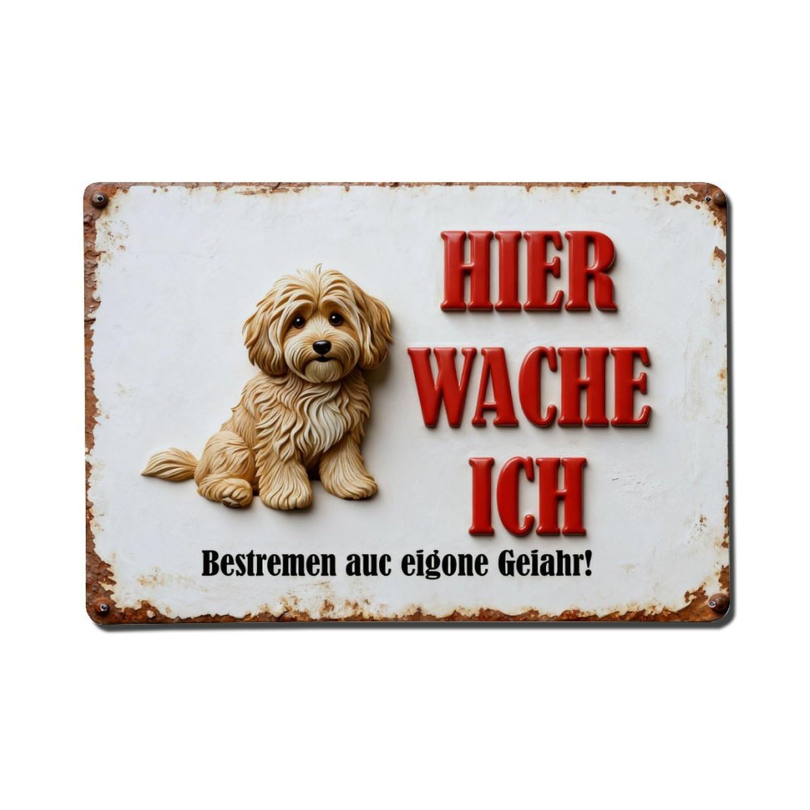 Dog Guard Sign Warning Text Metal Tin Sign Plaque
