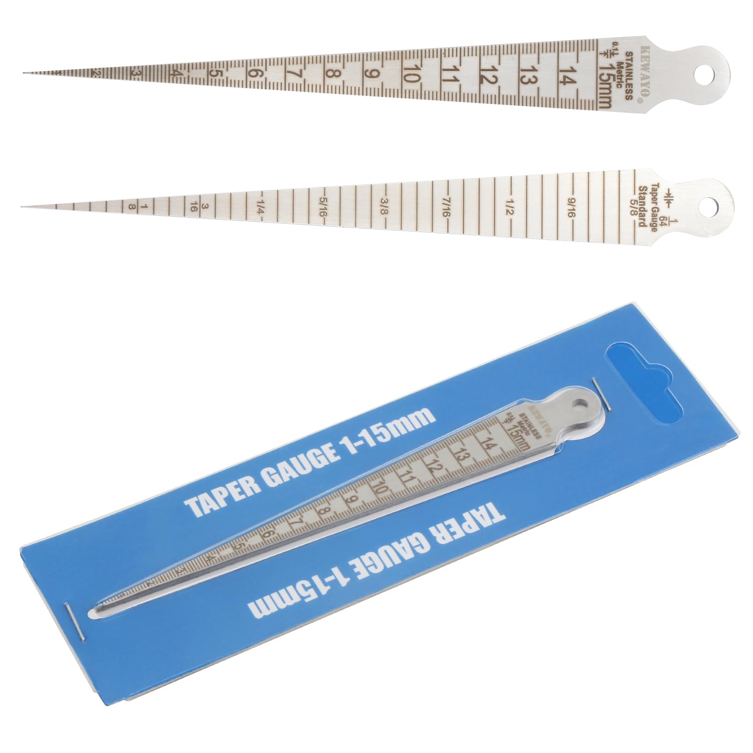 Gap Taper Gauge, 1-15mm 1/32-5/8 pollici in acciaio inox Gap Taper saldatura spessore calibro Gage Test Ulnar, pollice metro foro ispezione misura strumento