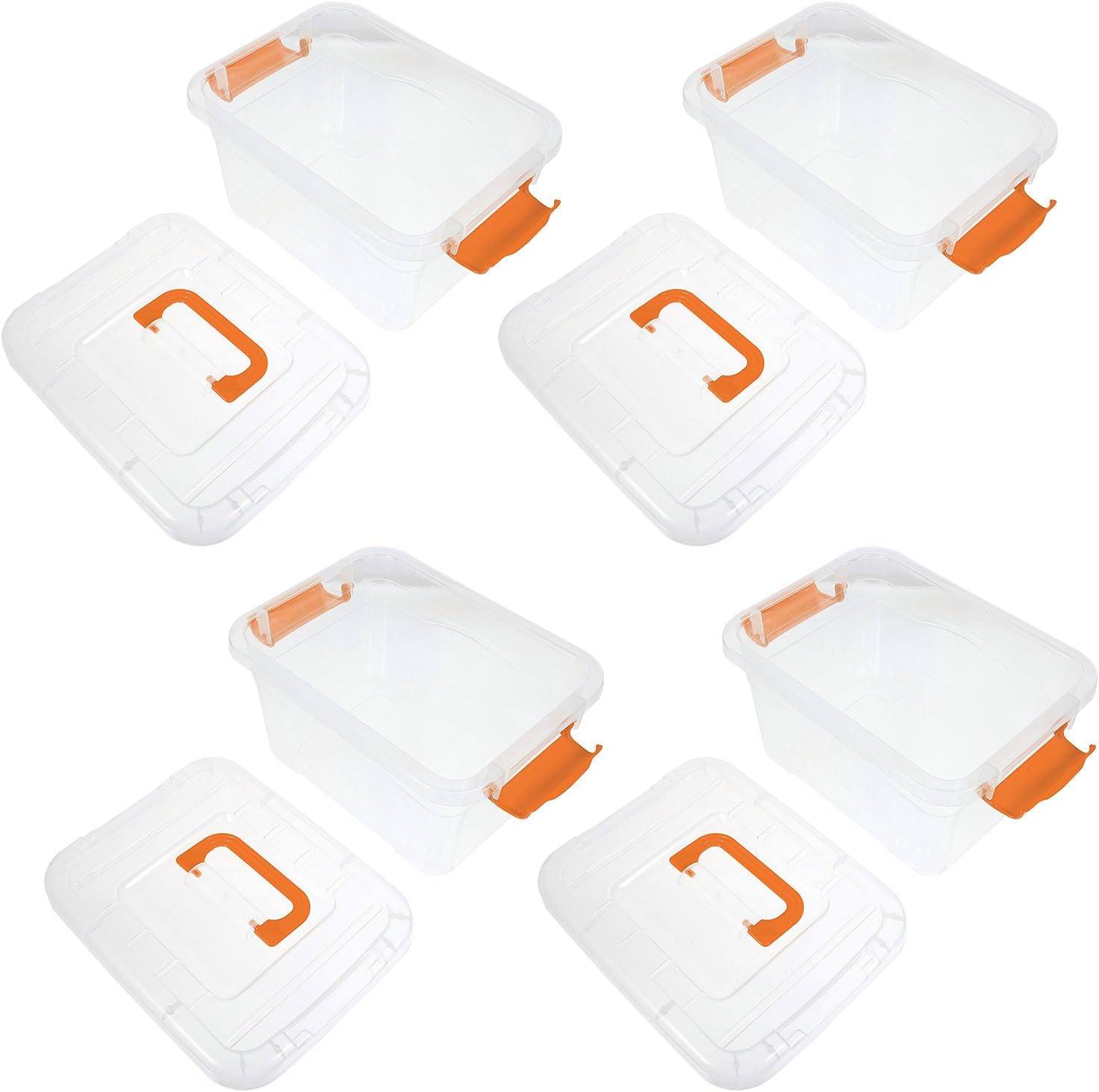 Luxshiny 4Pcs Desktop Storage Organizer Boxes with Lids and Handles Transparent Sundry Storage Cases for Cosmetics Office Supplies and Small Items Handheld Containers for Home and Car Use