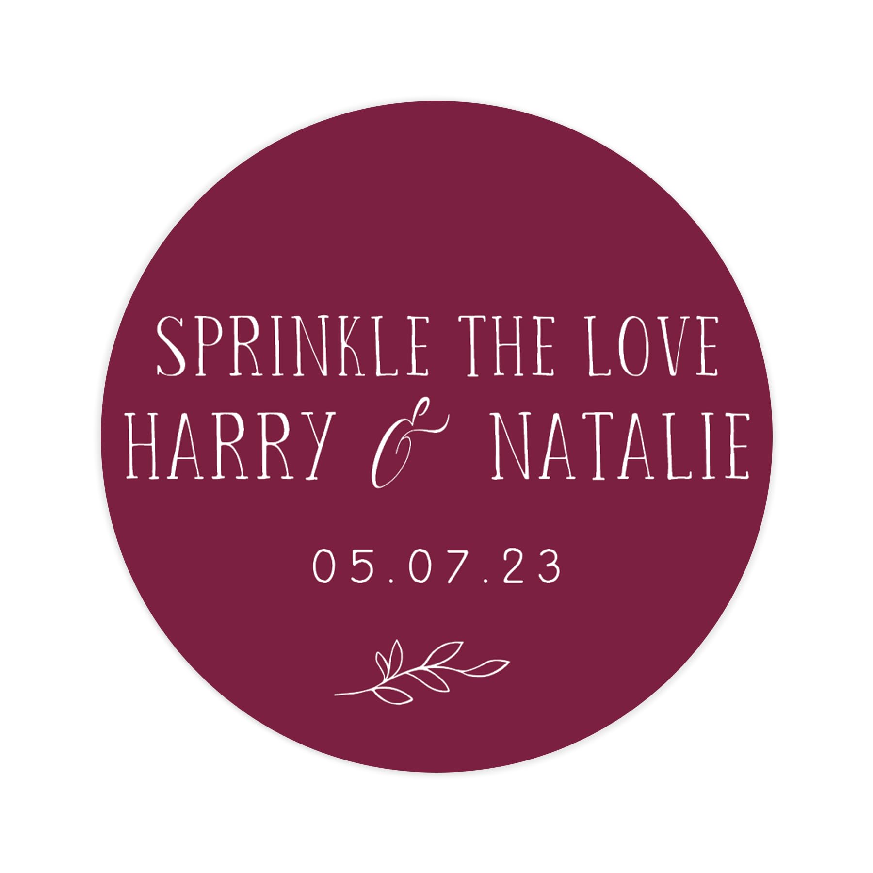 Personalised Sprinkle the Love Wedding Stickers | Wedding Labels | Favor Sticker | Wedding Favors Thank You Stickers | 35 Round Stickers - per Sheet (Wine)