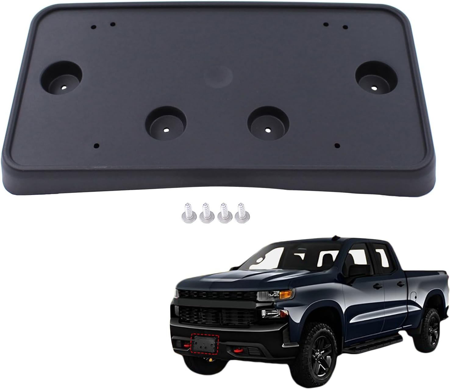 MOTOKU Front Bumper License Plate Bracket Frame Holder for Chevrolet Silverado 1500 2019 2020 2021 2022 w/Screws