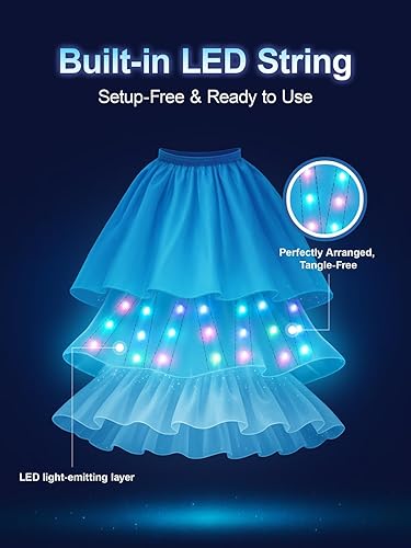 Miniatura 5 de Princess Costume, RGB LED Light Up Syncs Music App Control, Toddler Princess Dress Up Halloween Costume