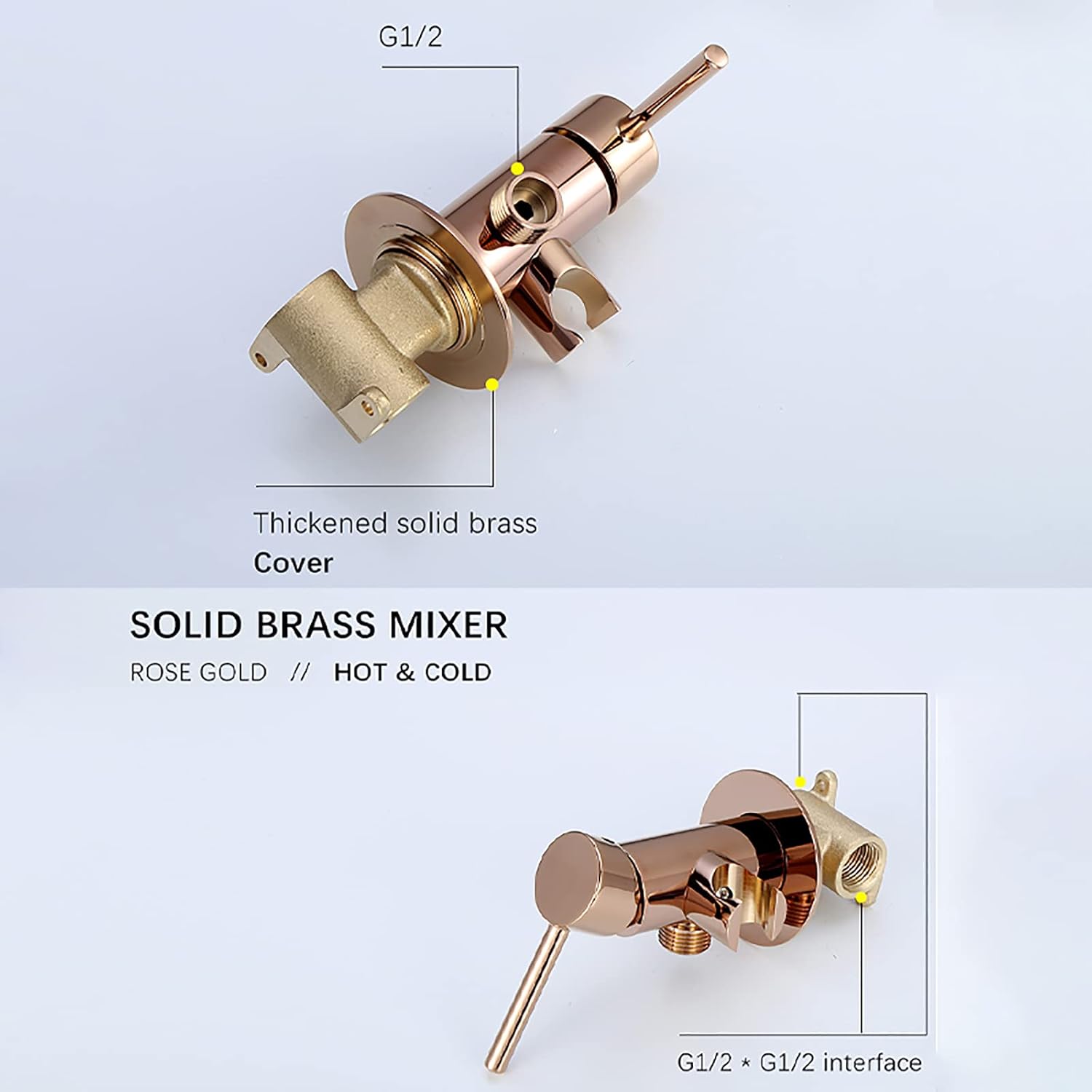 Handheld Bidet Sprayer for Toilet, Brass Bathroom Cloth Diaper Sprayer Set with Cold and Hot Water, Wall Mounted Toilet Bidet Sprayer Kit for Feminine Hygiene, Bathing Pets,Rose Gold