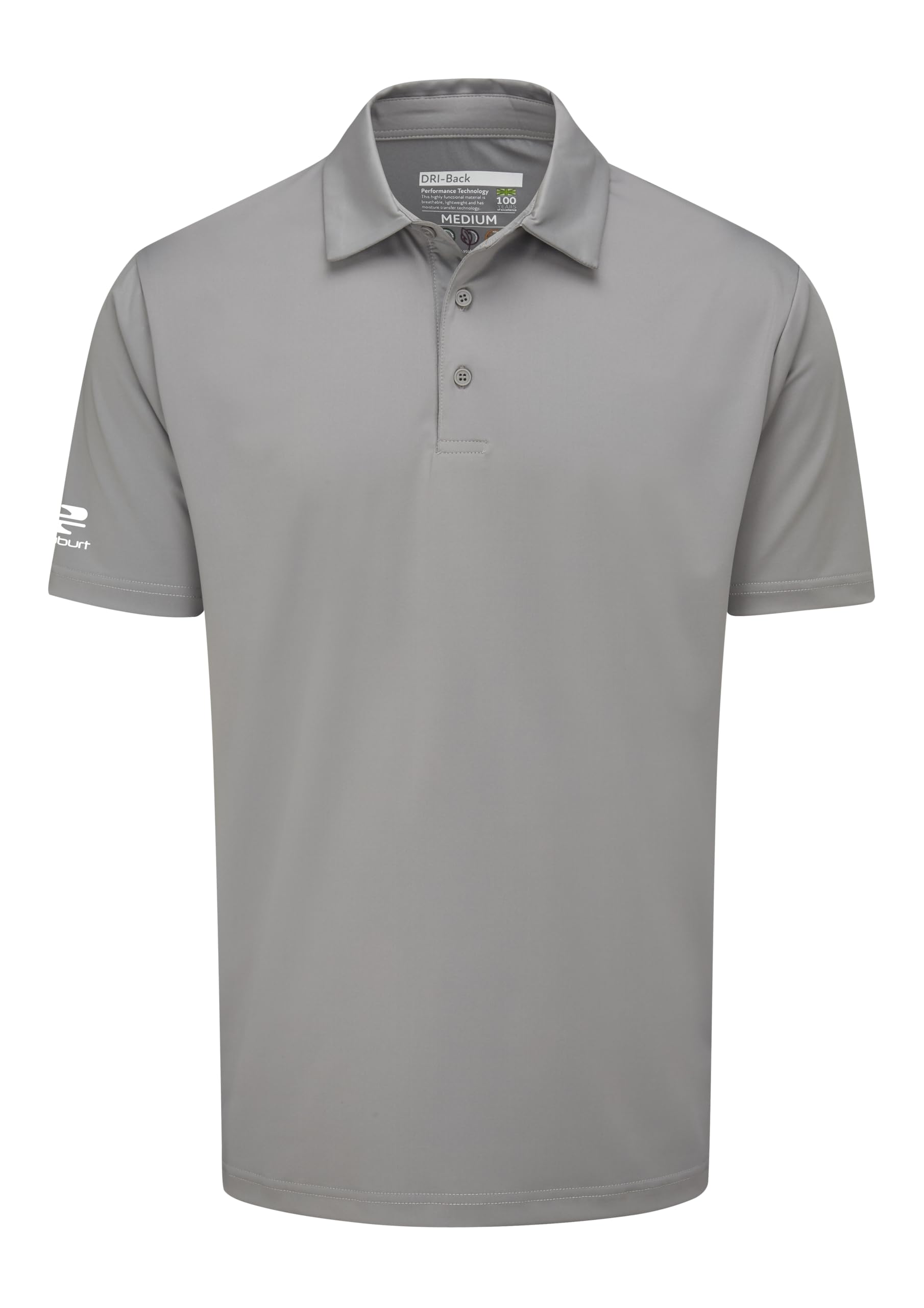 Stuburt Kestrel Men's Golf Classic Fit Short Sleeve Polo Shirt, Ash, Small
