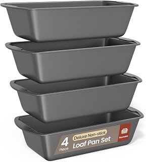 BAKKENMASTER 4-Piece Nonstick Carbon Steel Loaf Pan Set - Stackable Mini to Large Bakeware for Bread Cakes Dishwasher Safe