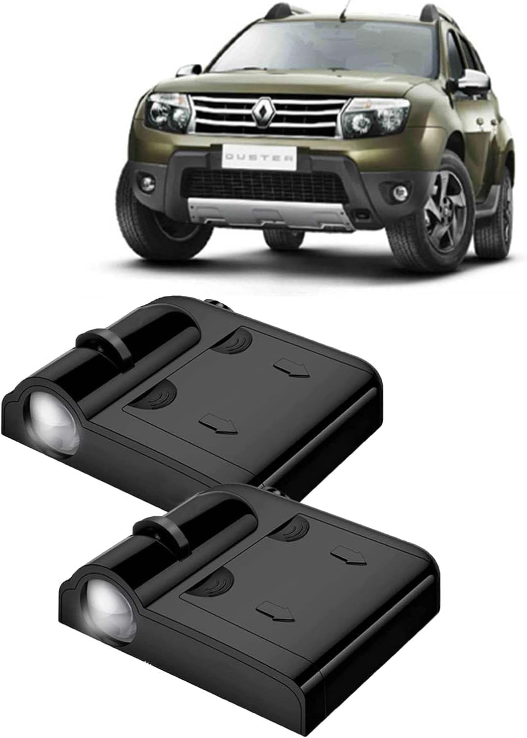 Kingsway® Renn-Ault Shadow Light Compatible with Duster (Year 2012 to 2014), IR LED Projector Ghost Lamp Ambient Light, Car Accessories, 3D Logo of Car Brand Projected on the Ground, Pack of 2 Pcs