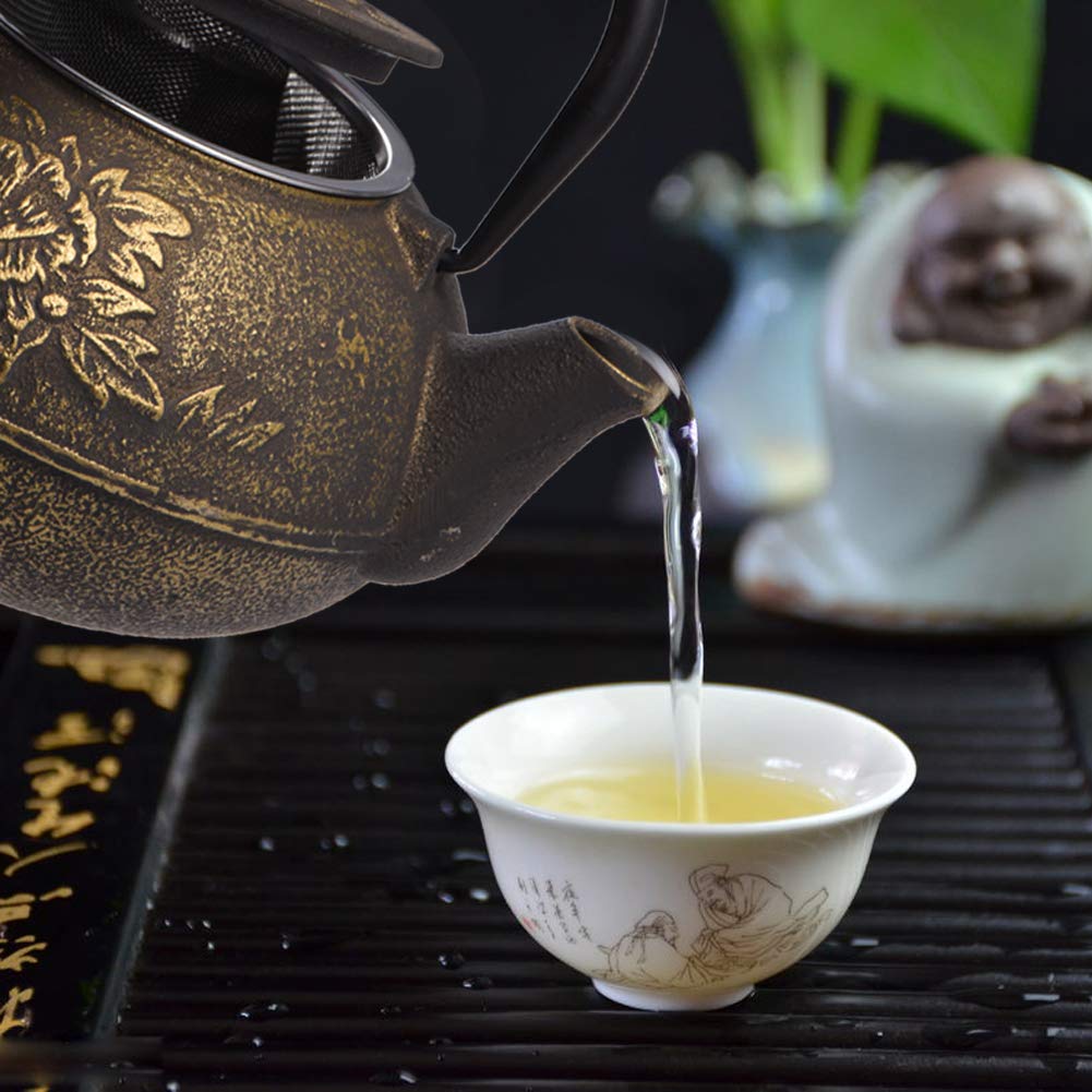 YUUGA Teiera in ghisa in ghisa, 900 ml in Stile Giapponese + teiera con infusore/Filtro Rimovibile