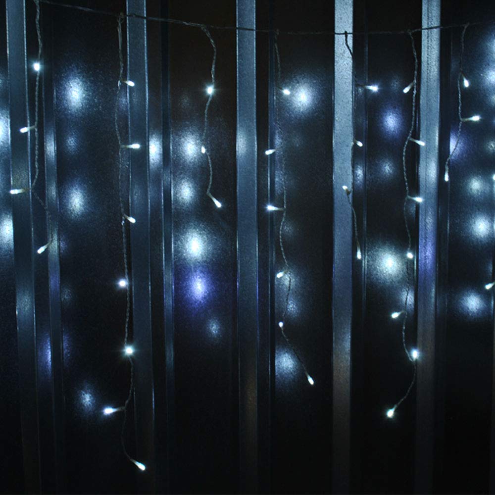 LightsGo Waterproof Cool White Icicle Christmas Fairy Lights 400 Lights 10 Metres Wide Plus Long Lead Cable - Safe Voltage (400 Lights 10M)