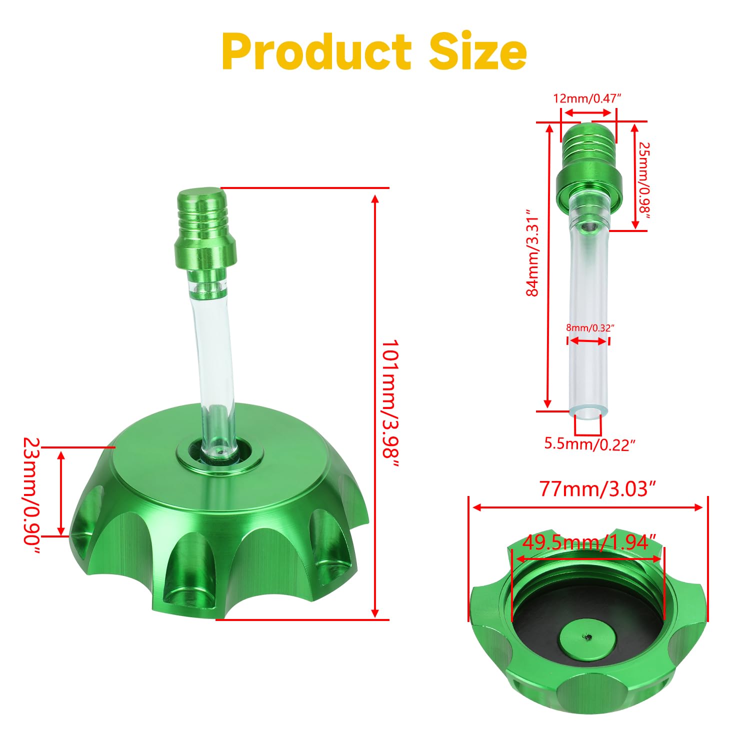 HIAORS CNC aluminiowa pokrywa zbiornika paliwa gazowego z zaworem odpowietrzającym do 50cc 70cc 90cc 110cc 125cc 140cc 150cc 160cc Coolster SSR Pit Dirt Motor Bike Green