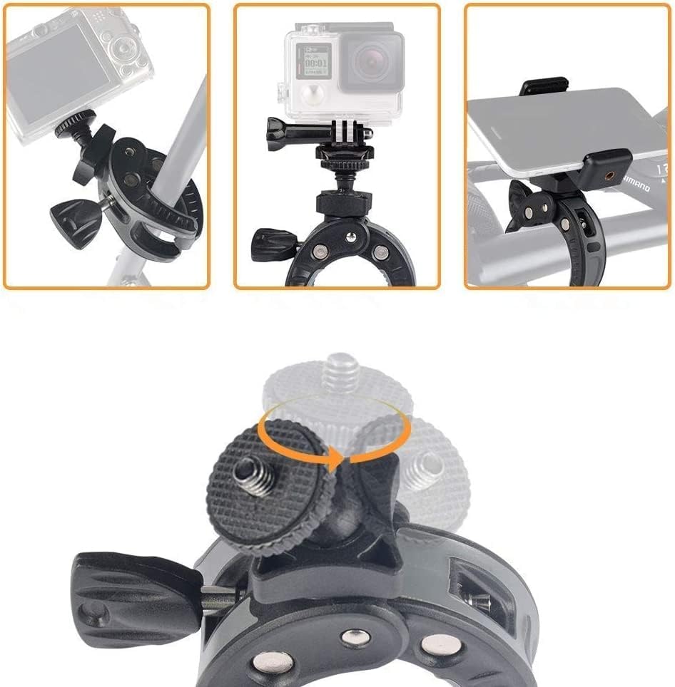 UTEBIT Bike Camera Mount with 1/4" Screw Bicycle Camera Clamp for Bike,Motorcycle, Gopro,Electric Vehicles,360° Rotation Handlebar Action Camera Smartphone Bike Mount image 8 of 8 B07HQ9Q2VL