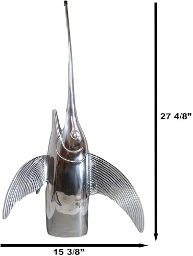 Miniatura 2 de Ebros Gift Náutico marino pulido aluminio metal espada cabeza decoración placa costera mar marlin figura decorativa