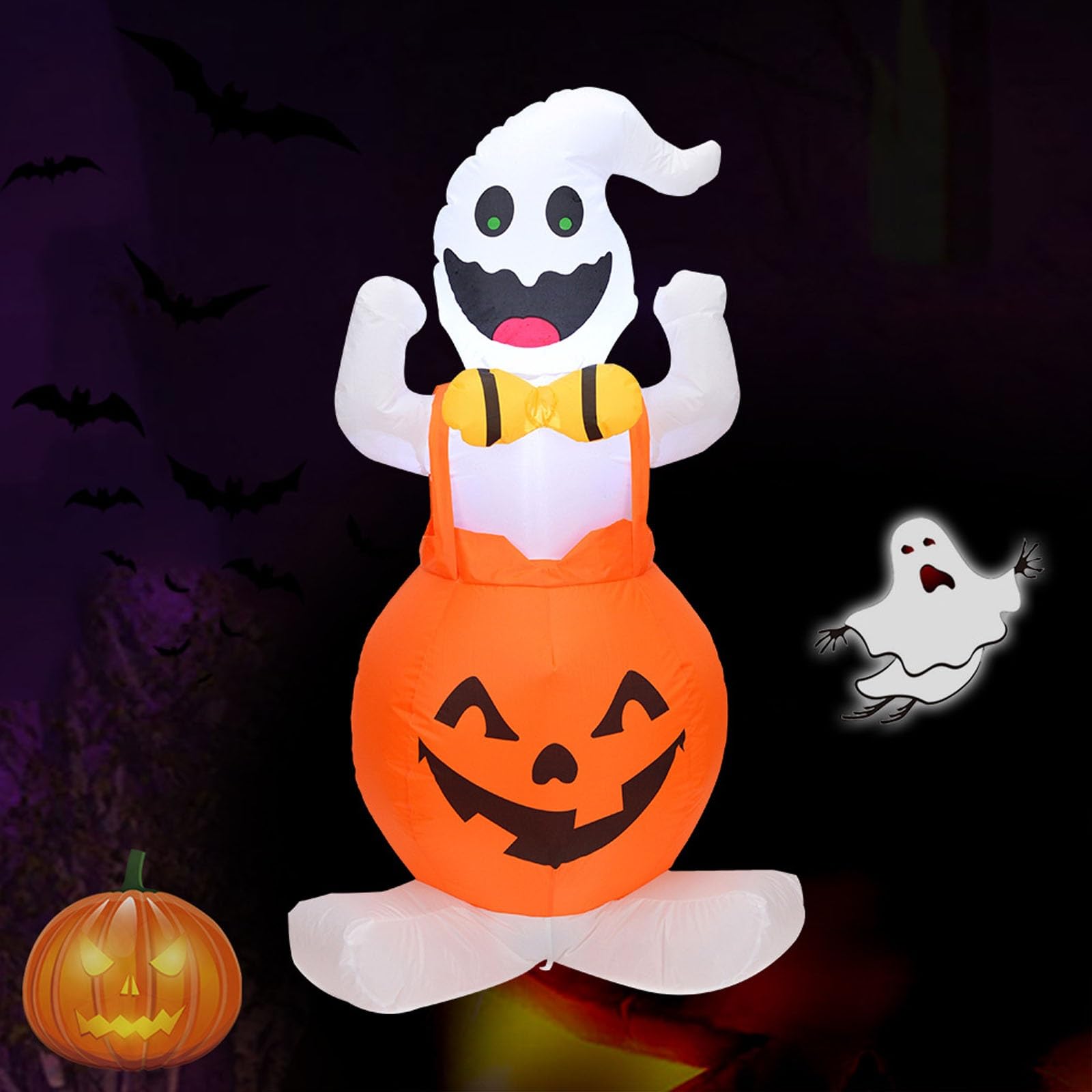 1,2M Fantasma e Zucca Gonfiabili Halloween, Decorazione Halloween con LED